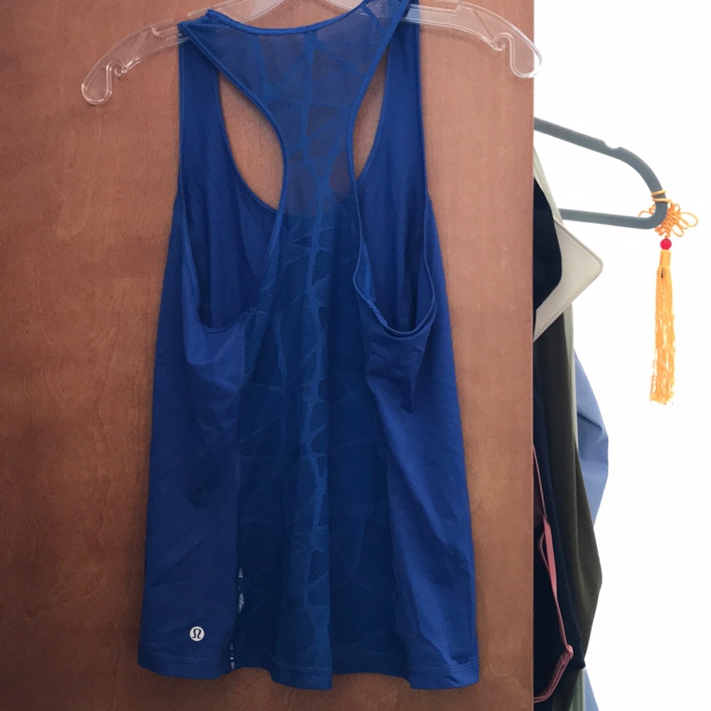 Lulu lemon top with sheer back.